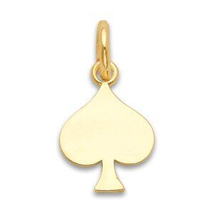 Solid 10k Gold Spade Charm with Jump Ring - Good Luck Jewelry Gifts for Her